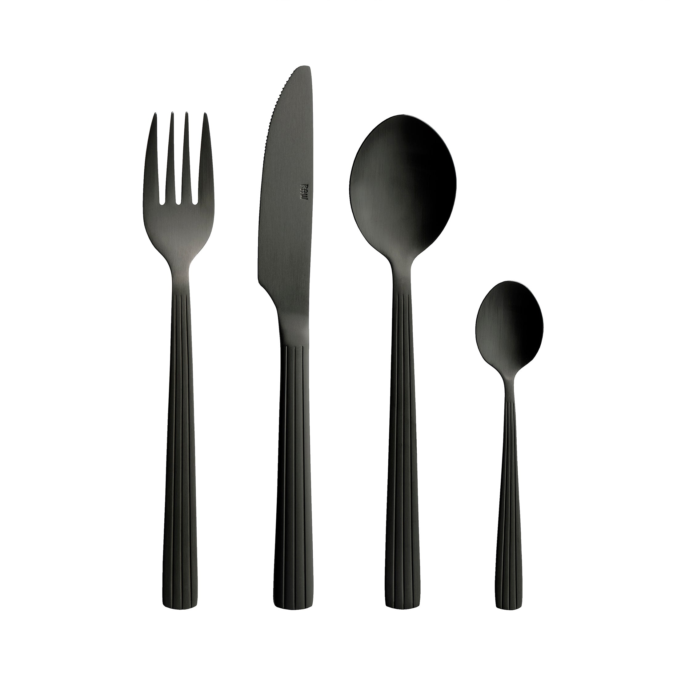 Herring & Bones - Concept Store Joyeux - Aida - Couverts - Set de 16 couverts couleur "Noir Mat"