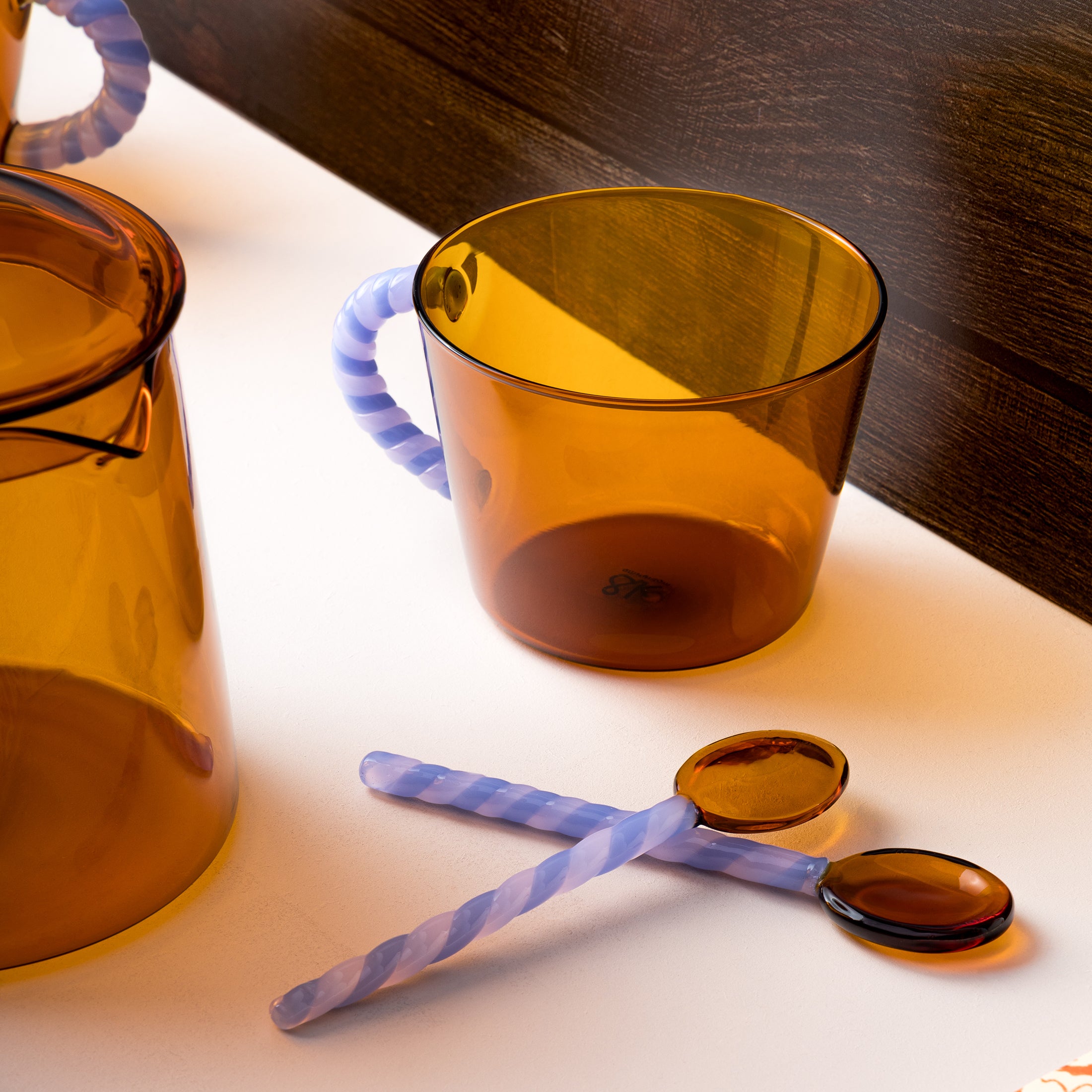 Herring & Bones - Concept Store Joyeux - &klevering - Couverts - Lot de 4 cuillères en verre "Duet"