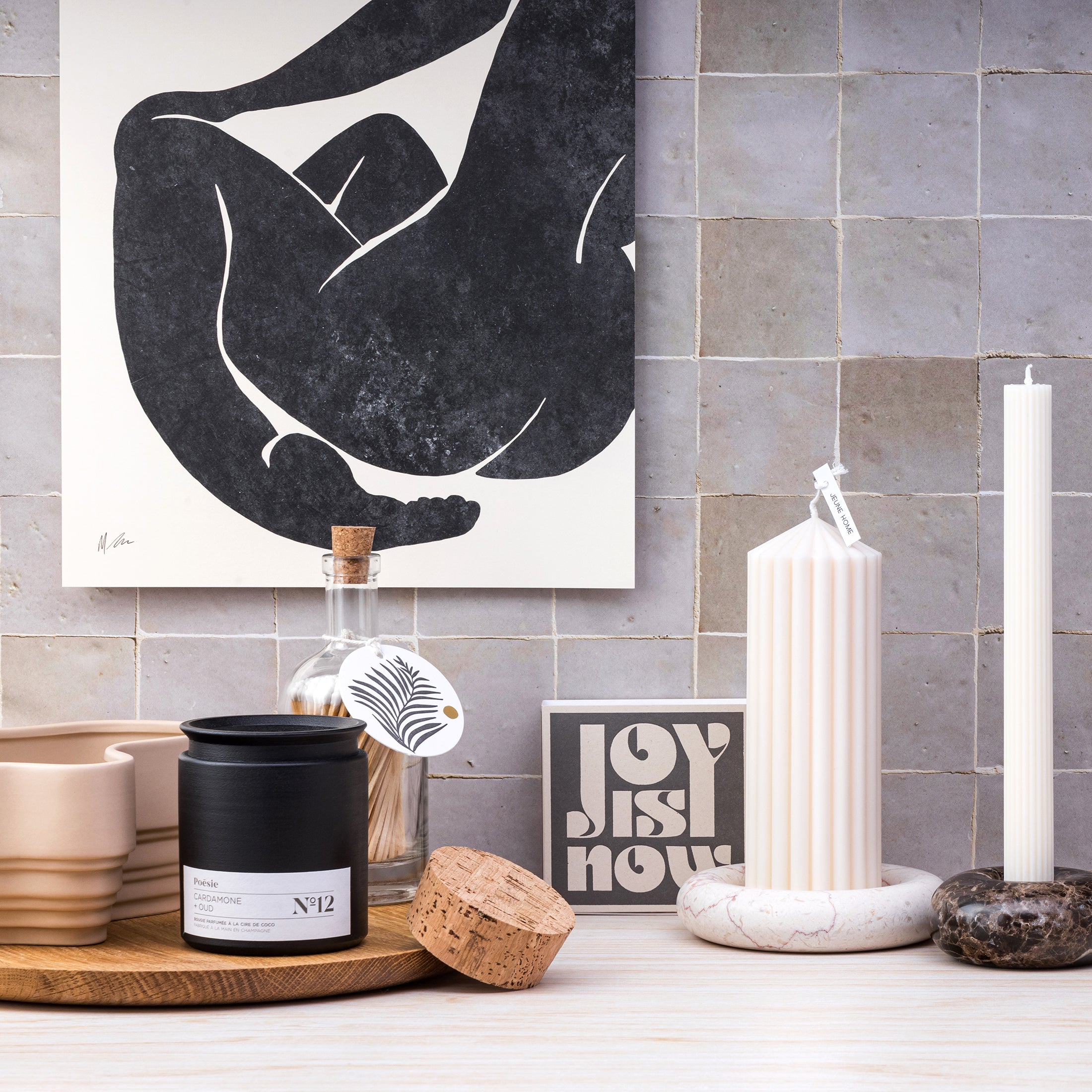 Herring & Bones - Concept Store Joyeux - Jeune Home - Bougies Déco - Grande bougie à rainures