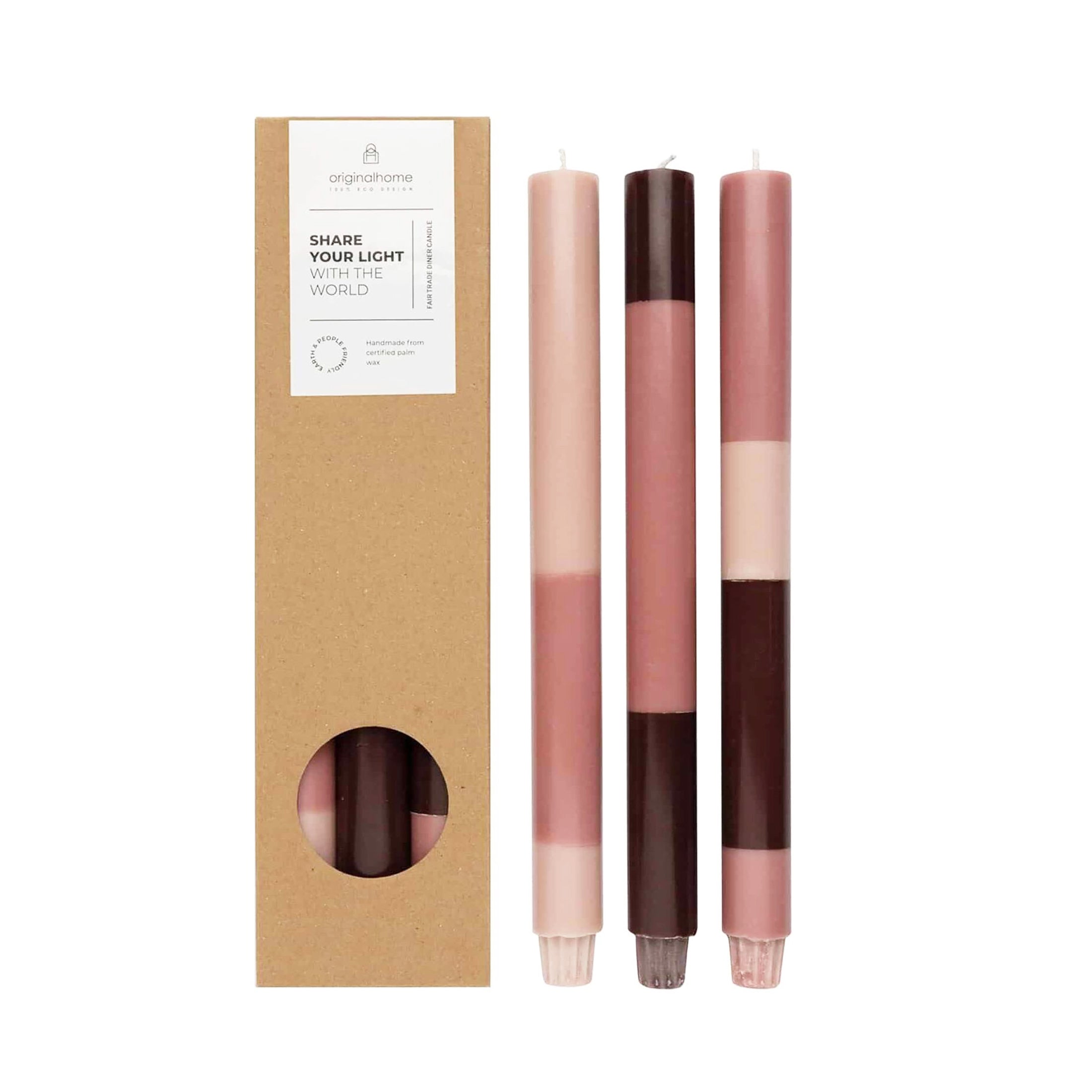 Herring & Bones - Concept Store Joyeux - Original Home - Bougies Déco - Lot de 3 grandes bougies colorées