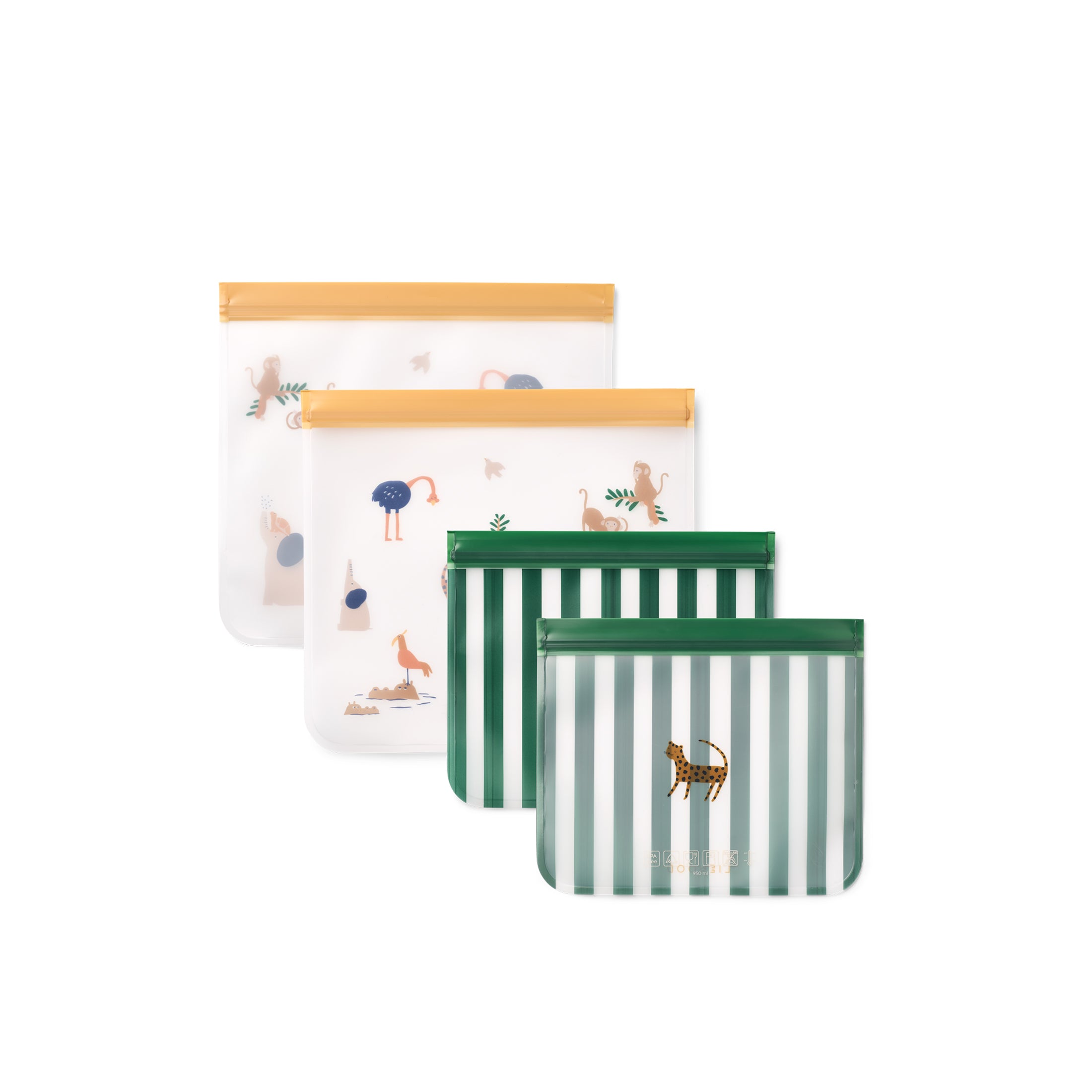 Herring & Bones - Concept Store Joyeux - LIEWOOD - Ensembles - Lot de 4 sachets alimentaires réutilisables "Rebus"