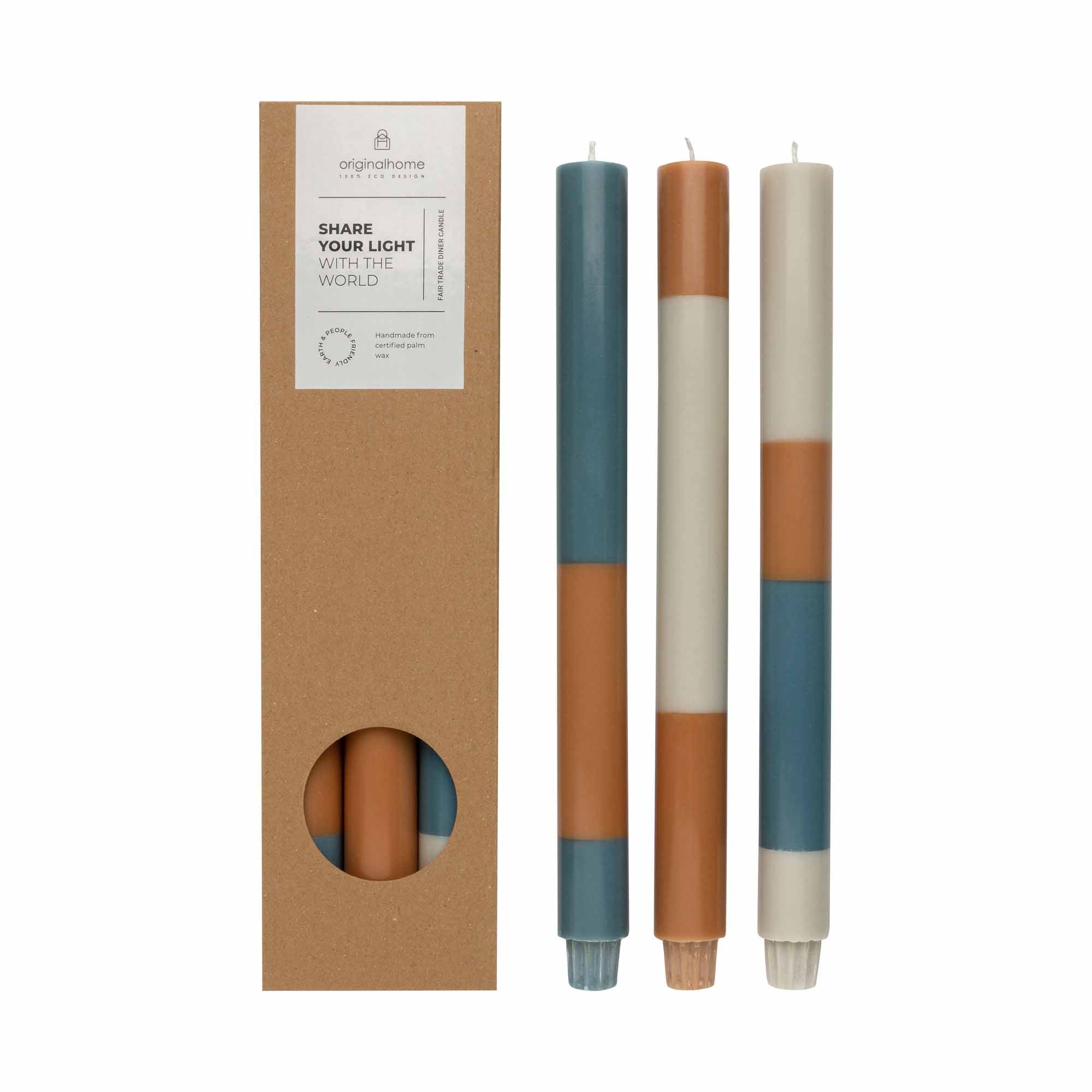 Herring & Bones - Concept Store Joyeux - Original Home - Bougies Déco - Lot de 3 grandes bougies colorées