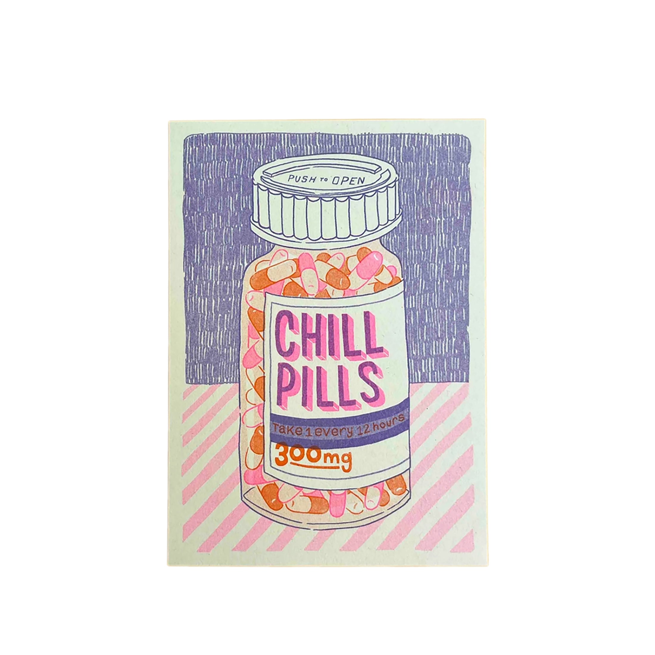 Herring & Bones - Concept Store Joyeux - Jacqueline Colley - Affiches et posters - Affiche "Chill Pills" Risographie A5