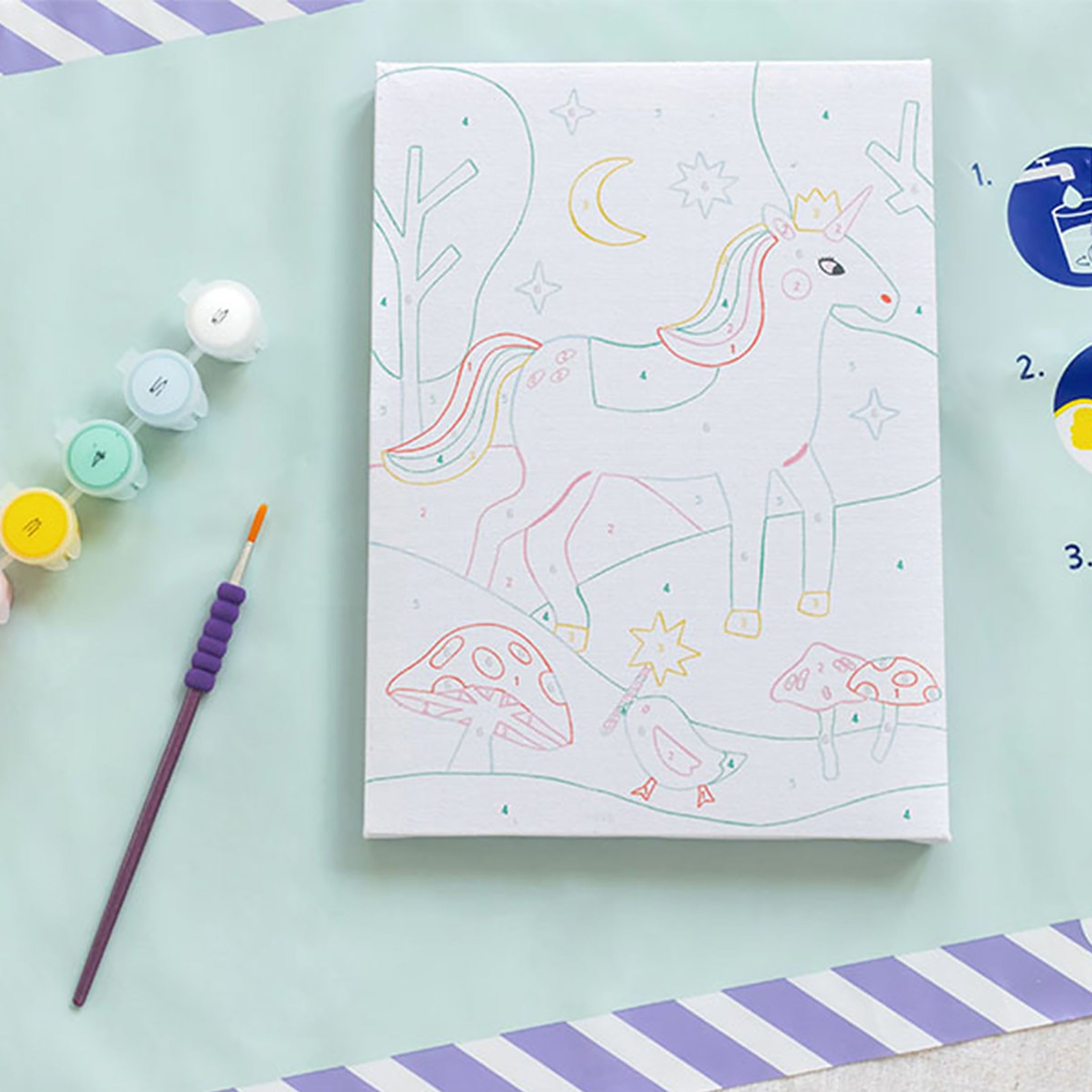 Herring & Bones - Concept Store Joyeux - La Petite Epicerie - DIY - Coffret de peinture au numéro pour enfant "Licorne et Piou"