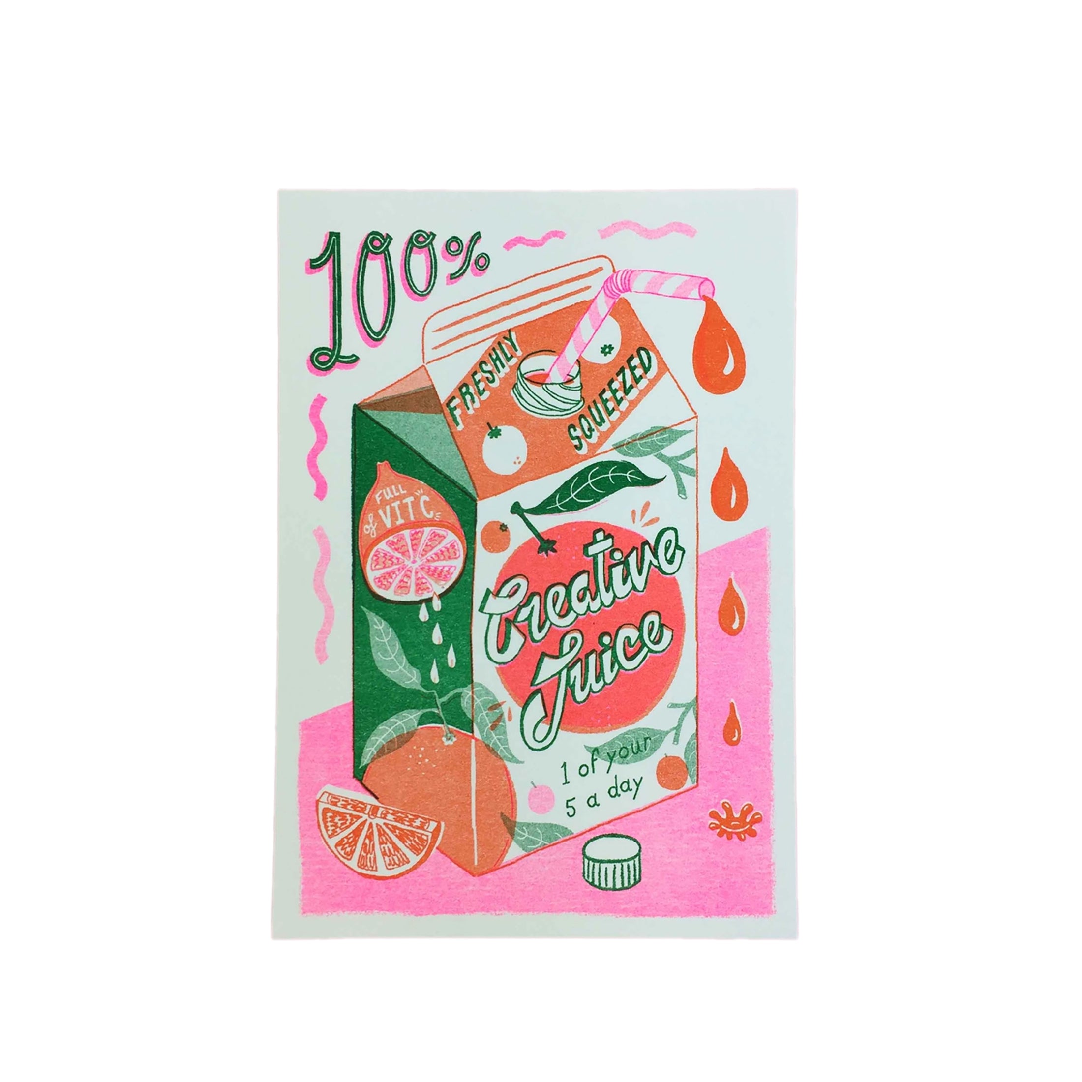 Herring & Bones - Concept Store Joyeux - Jacqueline Colley - Affiches et posters - Affiche "Creative Juice" Risographie A5