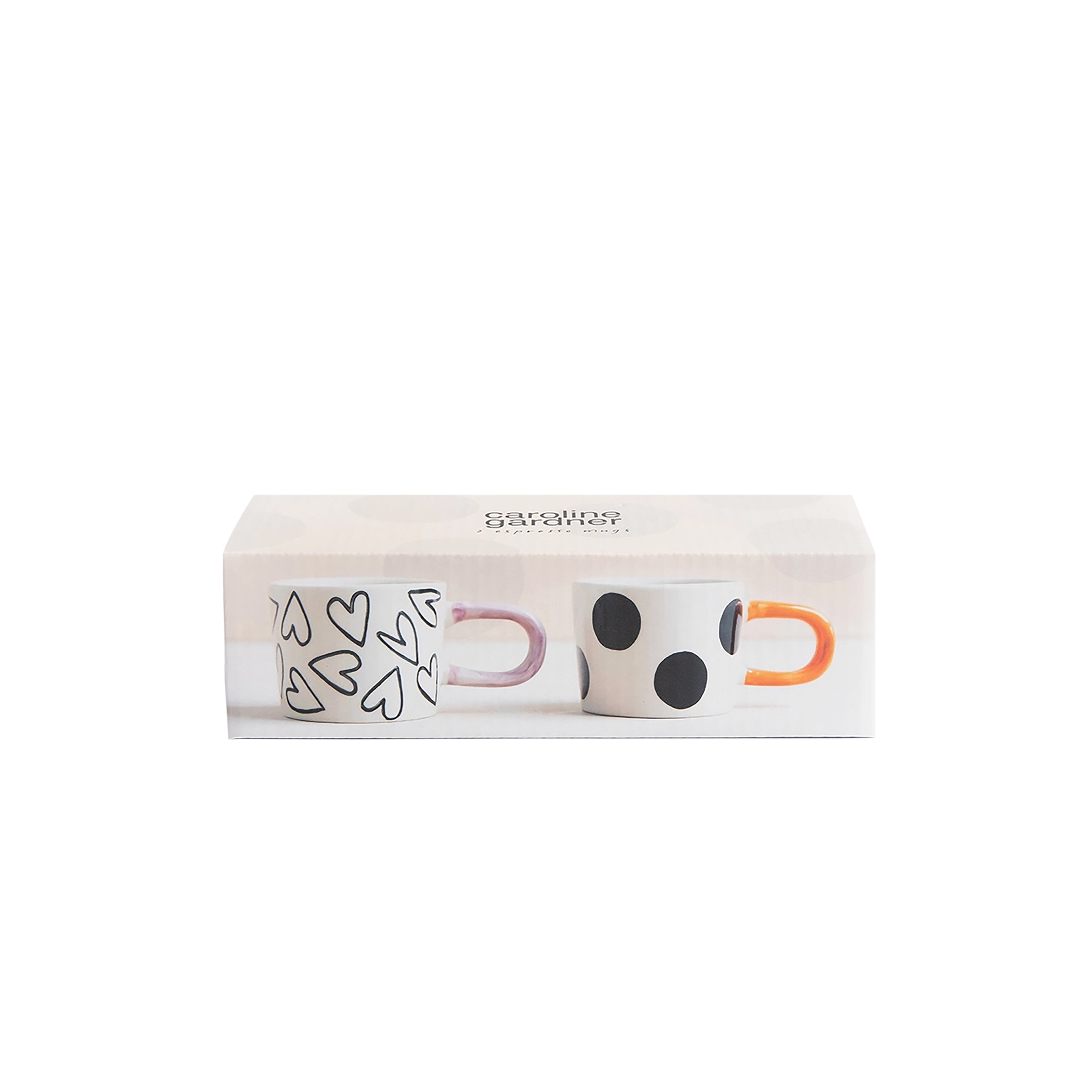 Herring & Bones - Concept Store Joyeux - Caroline Gardner - Tasses - Lot de 2 tasses à espresso "Spots & Hearts"