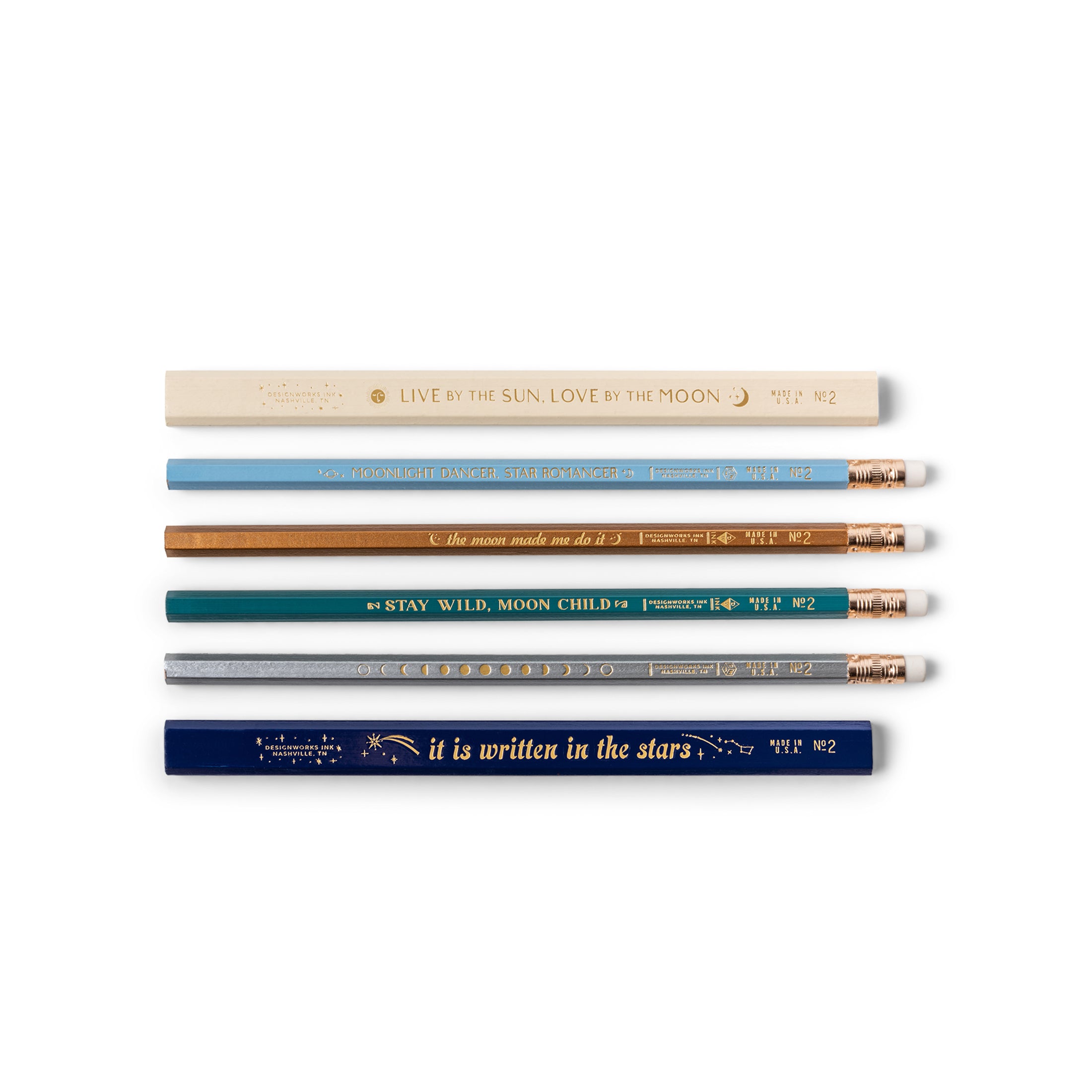 Herring & Bones - Concept Store Joyeux - Designworks Ink - Crayons - Lot de 6 crayons à papier avec citations