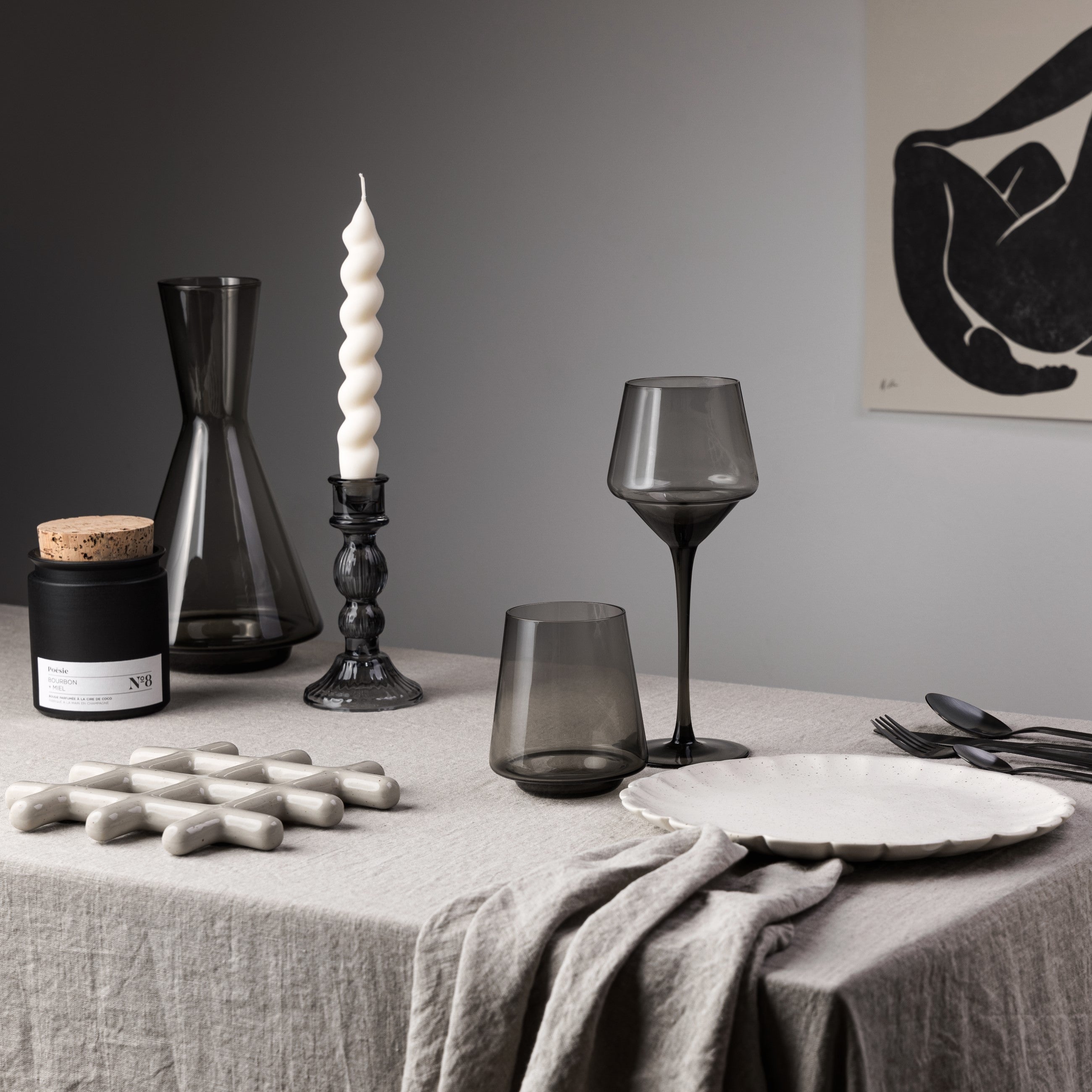 Herring & Bones - Concept Store Joyeux - Bloomingville - Bougeoirs - Bougeoir en verre "Litus"