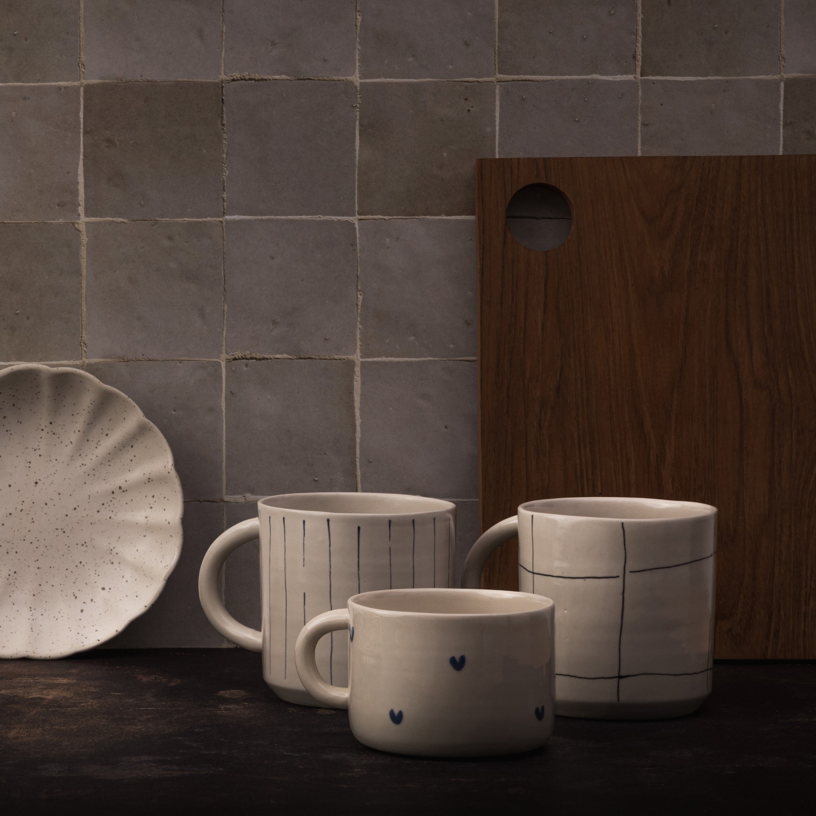 Herring & Bones - Concept Store Joyeux - Minuit Céramique - Mugs - Grand mug "Carreaux"