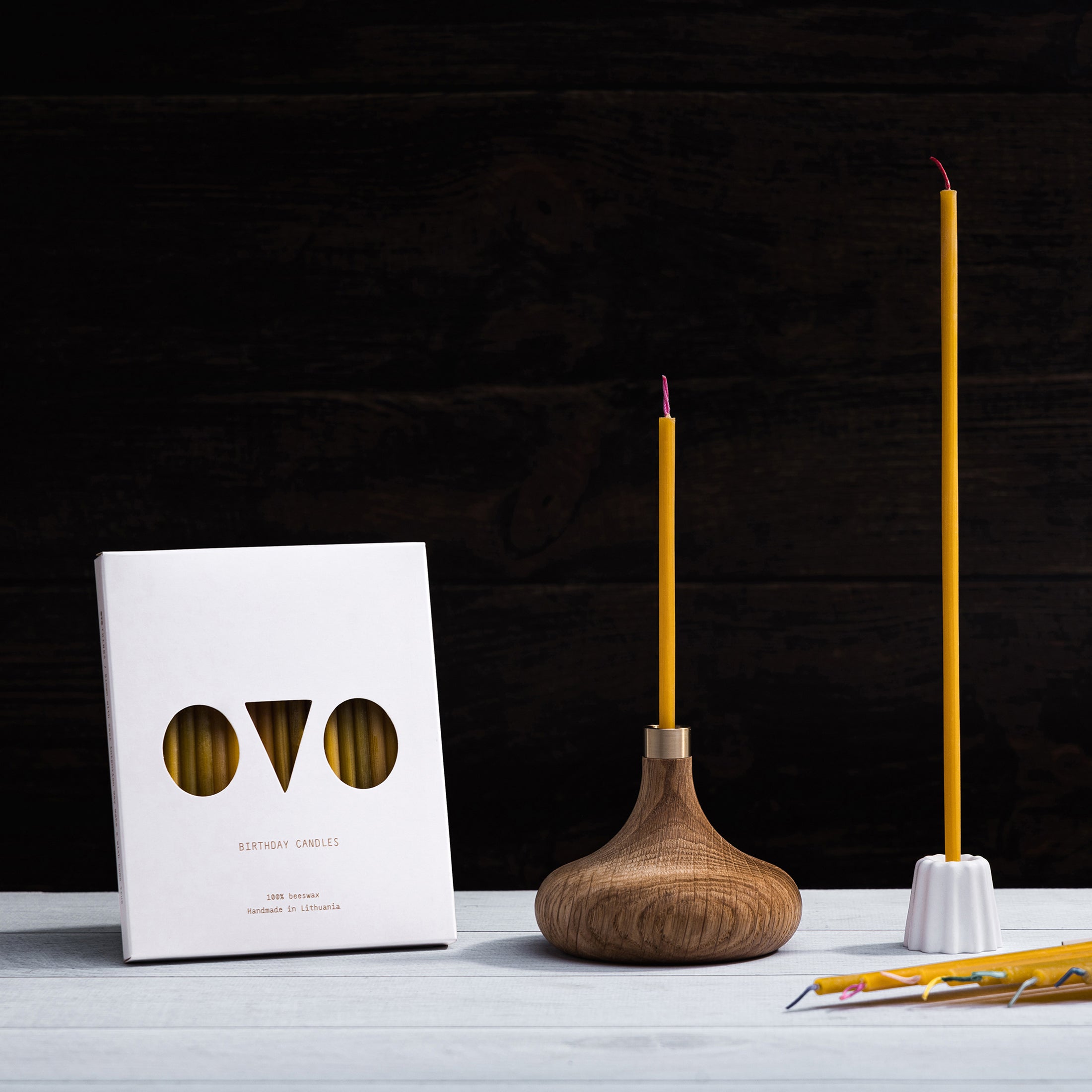 Herring & Bones - Concept Store Joyeux - OVO Things - Bougeoirs - Bougeoir en chêne et laiton