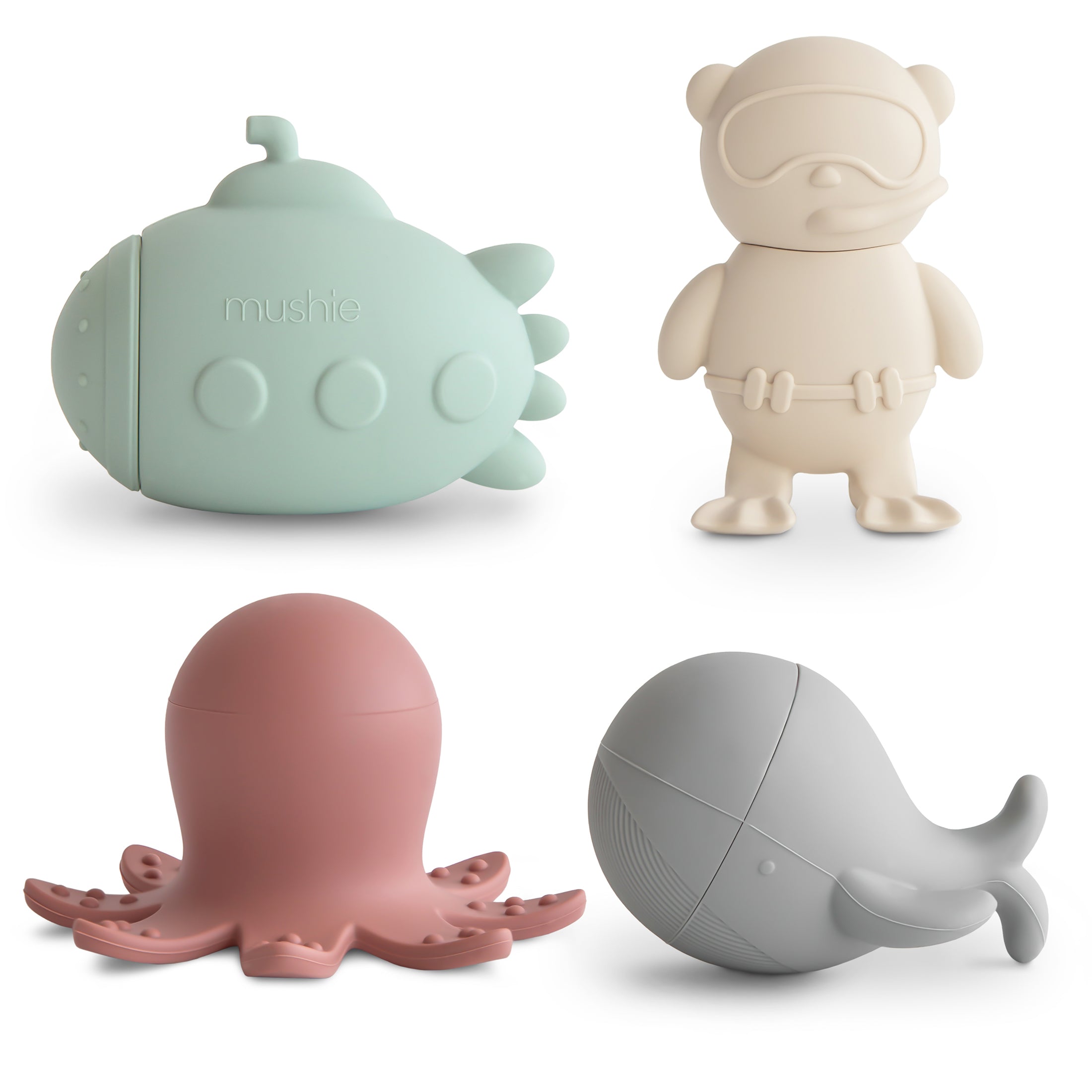 Herring & Bones - Concept Store Joyeux - Mushie - Peluches et Jouets - Set de 4 jouets pour le bain "Sealife"