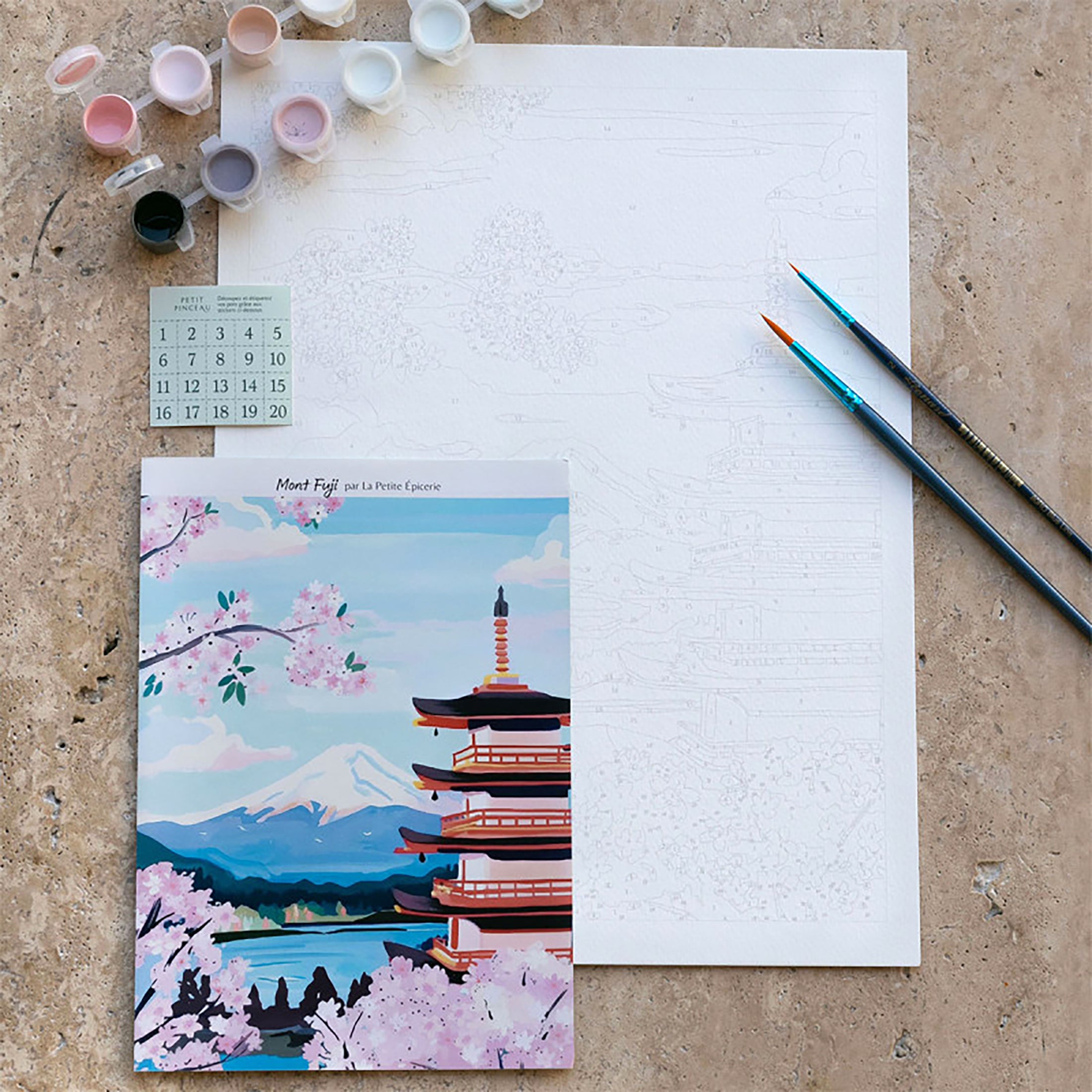 Herring & Bones - Concept Store Joyeux - La Petite Epicerie - DIY - Coffret de peinture au numéro "Mont Fuji"