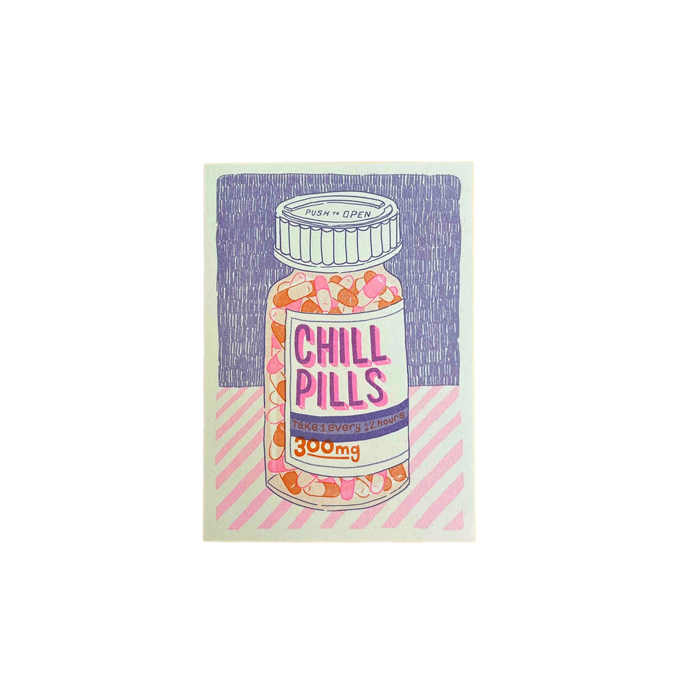 Herring & Bones - Concept Store Joyeux - Jacqueline Colley - Affiches et posters - Affiche "Chill Pills" Risographie A5